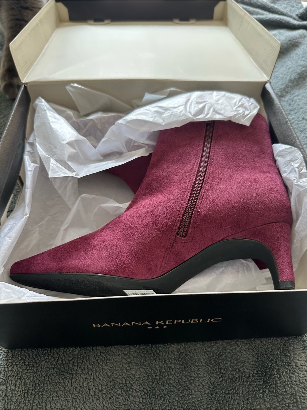 Banana Republic Wine Suede Pointed Toe Ankle Bootie